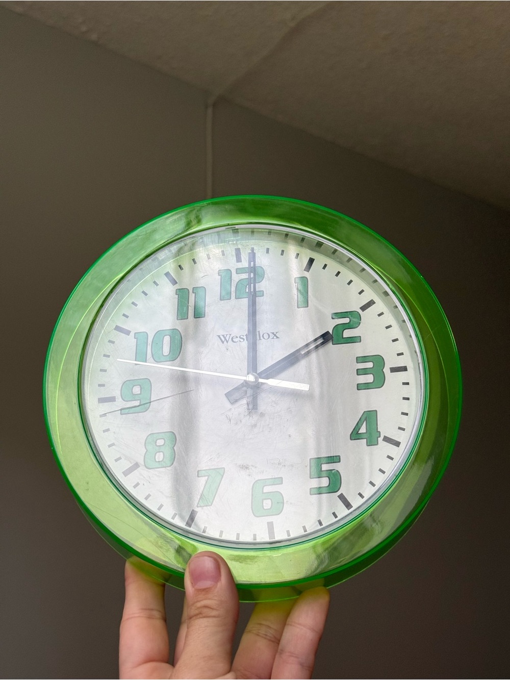 Neon Lime Green Vintage Westclox 7.75" Circle Quartz Wall Clock Working - Picture 9 of 12